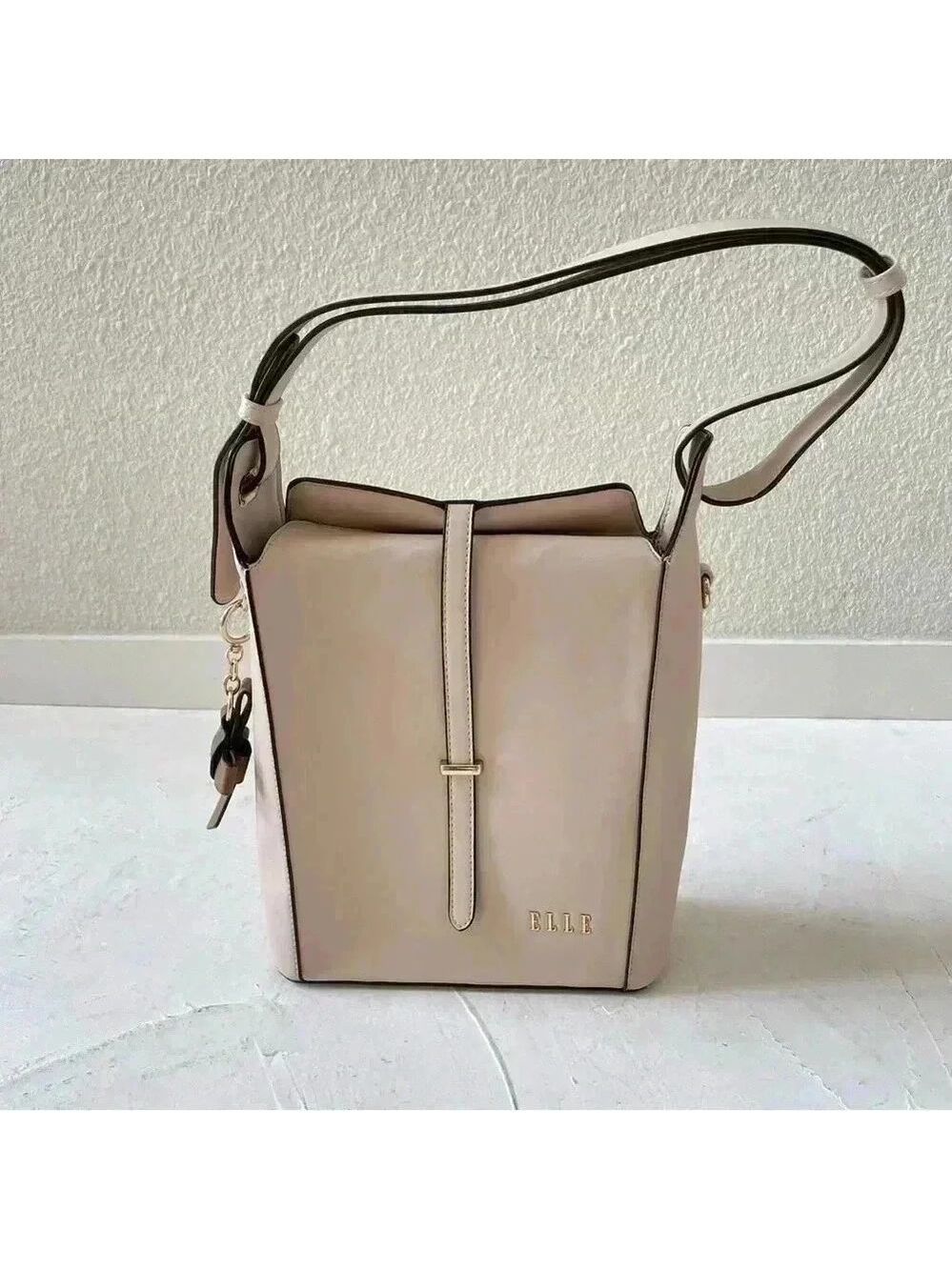 ELLE Shoulder Bag Two Way Crossbody Bag Beige Khaki